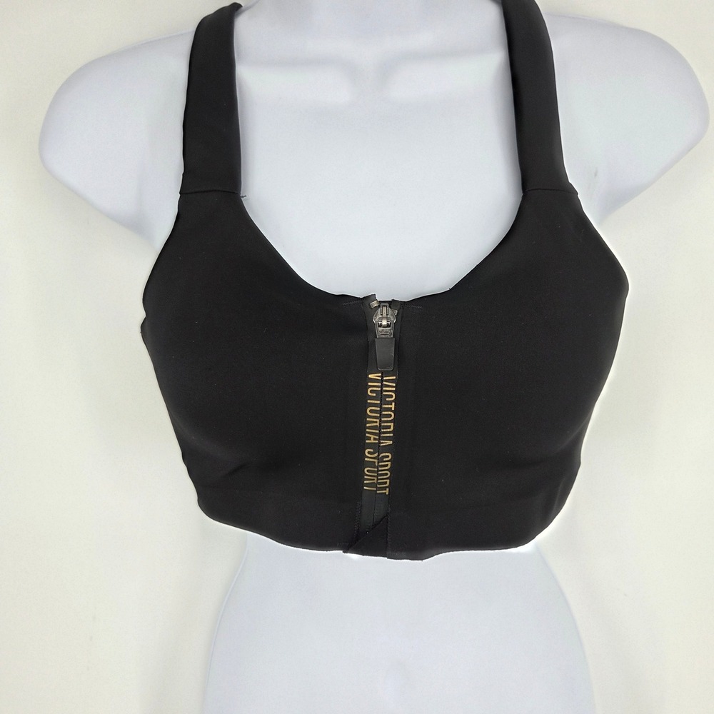 Victoria Sport Incredible Knockout Ultra Max Front Zip Sports Bra Black Gold 34C